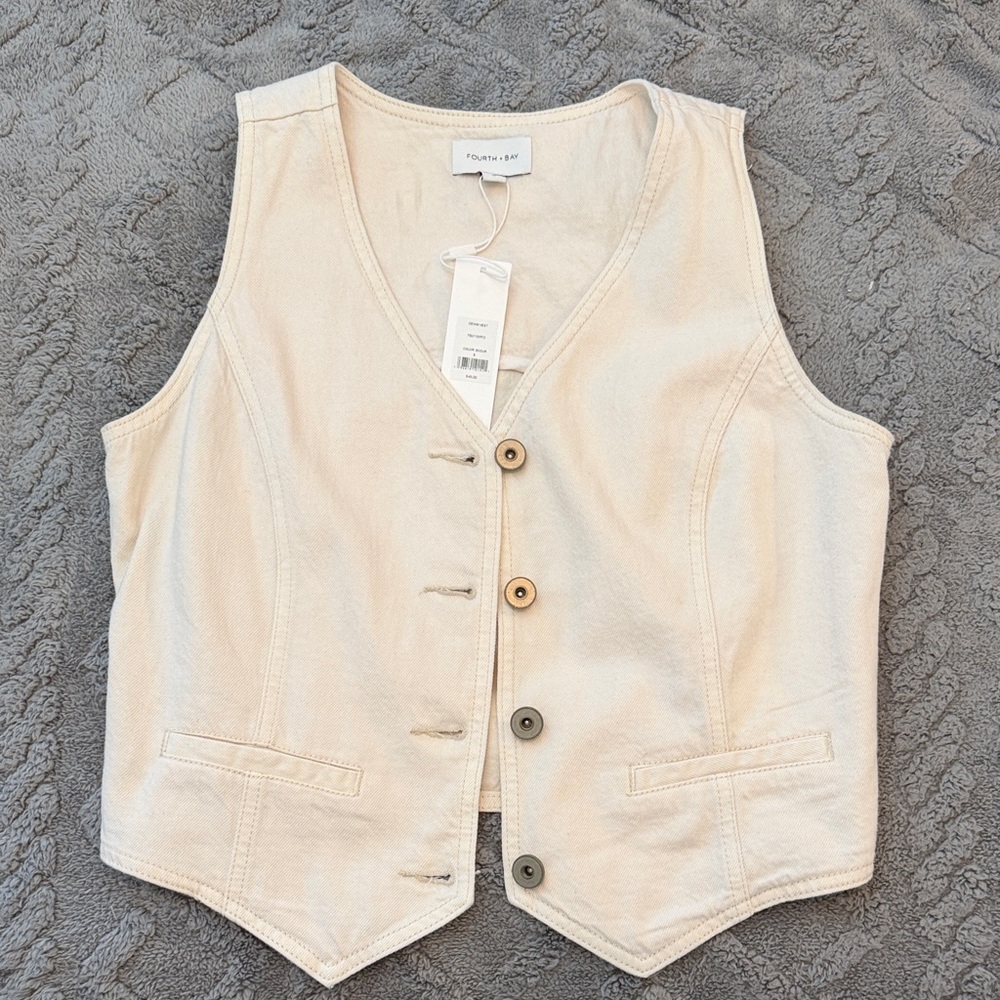 Cream Button-Up Vest